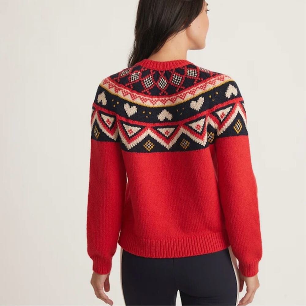 Marine Layer Archive Alpine Knit Sweater in Red Fair Isle Women’s XS $158 - Picture 3 of 9